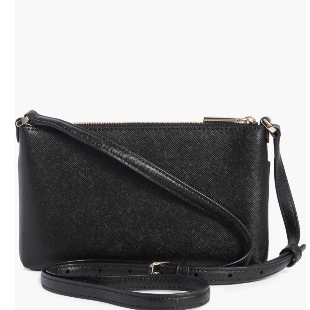 Kate Spade Textured Leather Crossbody Bag with Removable Pouch, Black/Pink, NWT - Picture 4 of 15